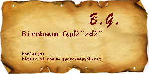 Birnbaum Győző névjegykártya